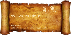 Mallek Milán névjegykártya